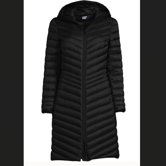 Lands End Plus Petite Ultralight Packable Down Coat With Hood Black 2X Petite - Picture 3 of 16